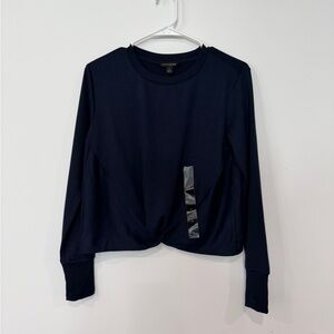 Banana Republic Navy Long-Sleeve Twist Hem Pullover